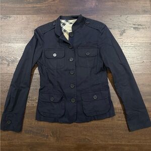 Burberry Navy Utility Jacket with Check Lining